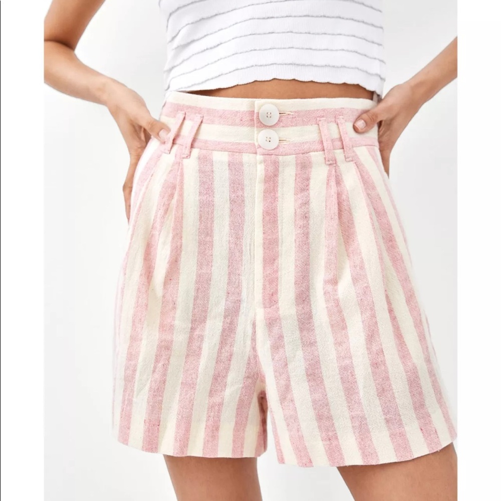 Zara Pink Striped Bermuda Shorts